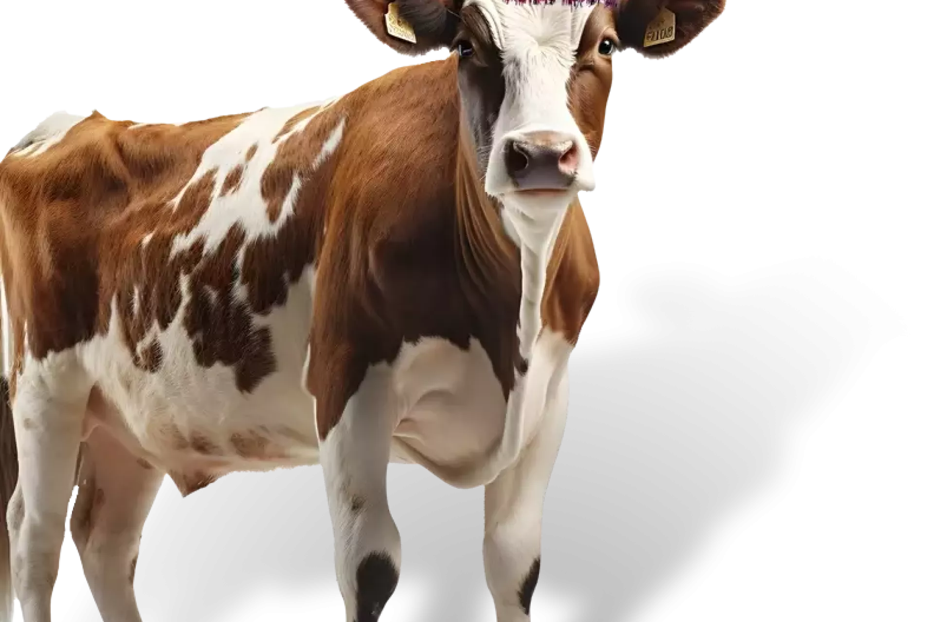 Een koe met een feesthoedje op.